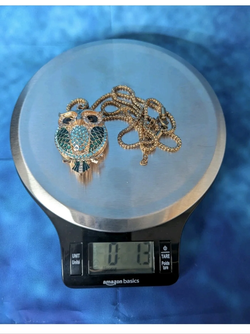 Jeweled Owl Pendant Gold Tone Adjustable 16